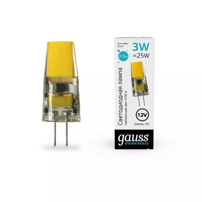  Gauss Elementary G4 12V 3W 250lm 4100K  LED 1/20/200