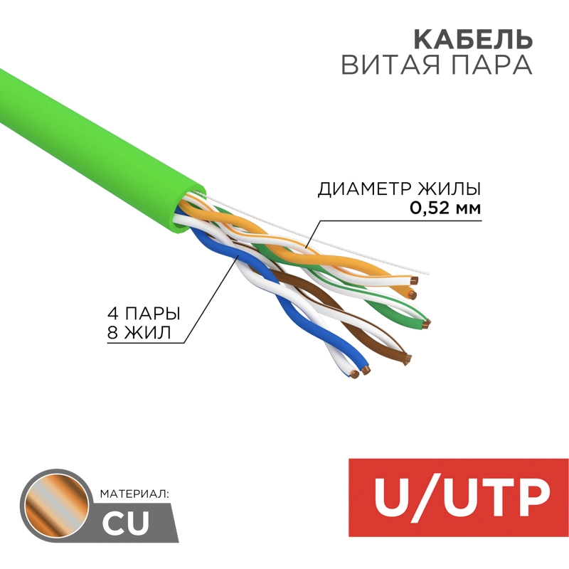    U/UTP 24AWG CAT5e, ()-LSLTx, 420,52, INDOOR, SOLID, , 305 Rexant